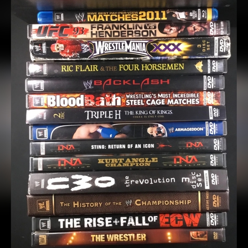 Lot of 14 Wrestling DVD - WWE TNA ECW WWF NWO UFC Wrestlemania Legends Movie